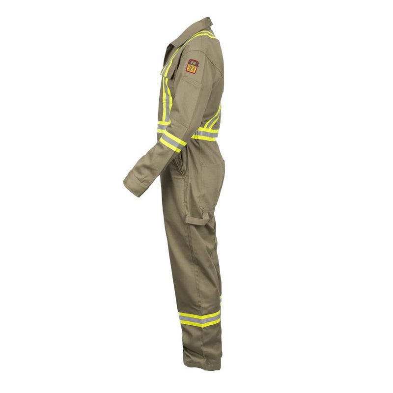 Just In Trend Flame Resistant FR High Visibility Hi Vis Coverall - 88% C/12% N (Medium, Khaki) - Image 3